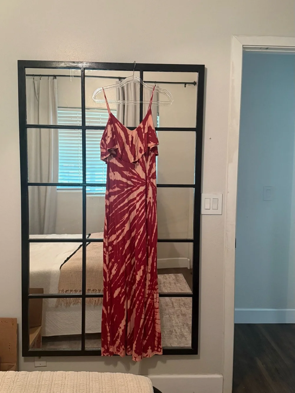Tie-Dye Ruffle Maxi Dress in Rust